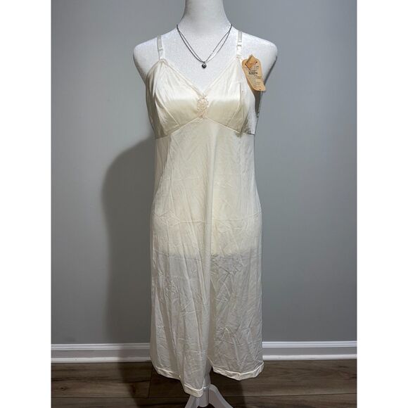 Vtg 90's Vanity Fair Cream Slip Dress Deadstock NWT Made in USA - Picture 1 of 4